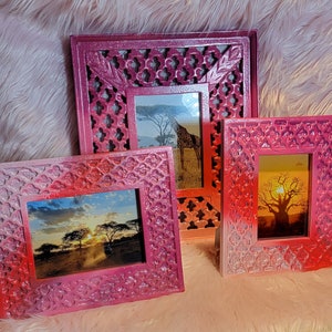 Pink Ombre Upcycled Picture Frame Set