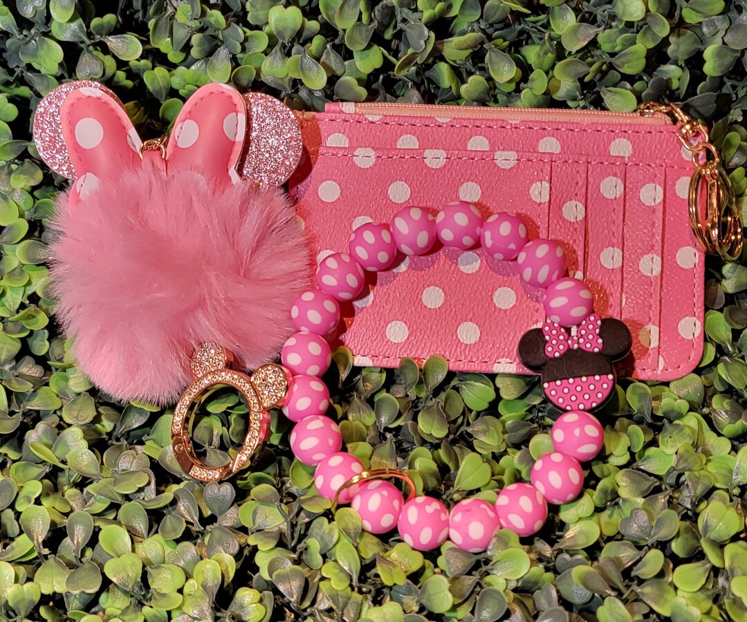 A Mouse in Pink Polka Dots Travel Keychain Set - Etsy