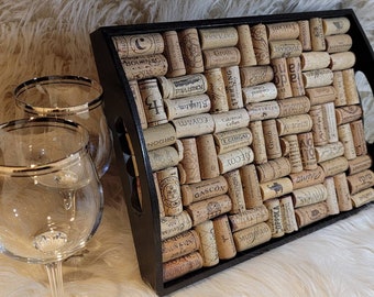 Custom Made Upcycled Wine Cork Serving Tray