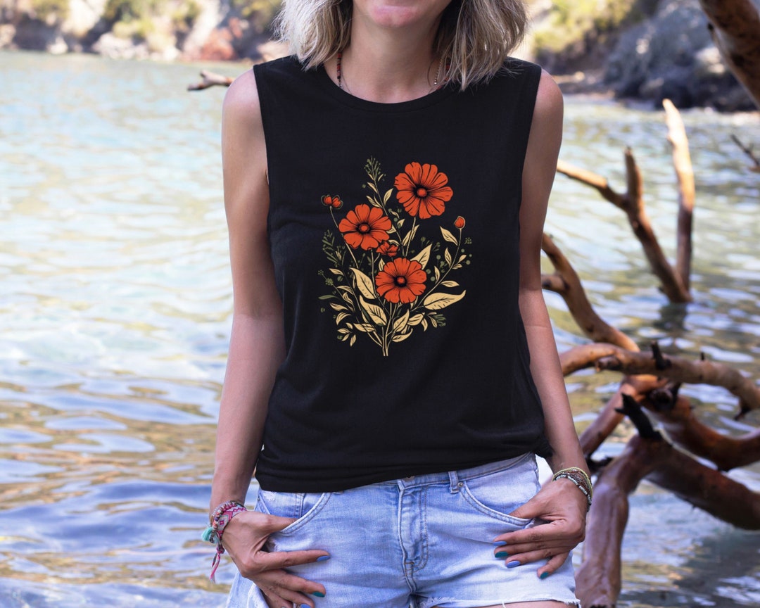 Floral Tank Wildflowers Muscle Tank Floral Tank Women's - Etsy