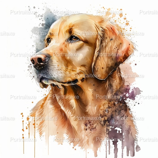 Golden Retriever, Dog, 4k Quality, Digital Print, Home Decor, Instant Download, Wall Art, Printable, Aquarelle.