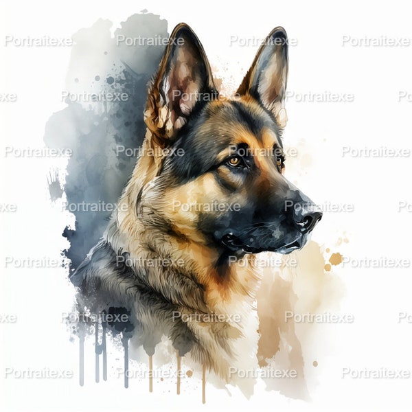 German Shephard, Dog, 4k Quality, Digital Print, Home Decor, Instant Download, Wall Art, Printable, Aquarelle.