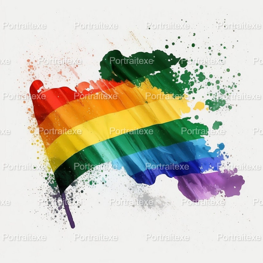 Drapeau de la fierté, qualité 4k, impression numérique, décoration d'intérieur, téléchargement immédiat, art mural, imprimable, aquarelle.