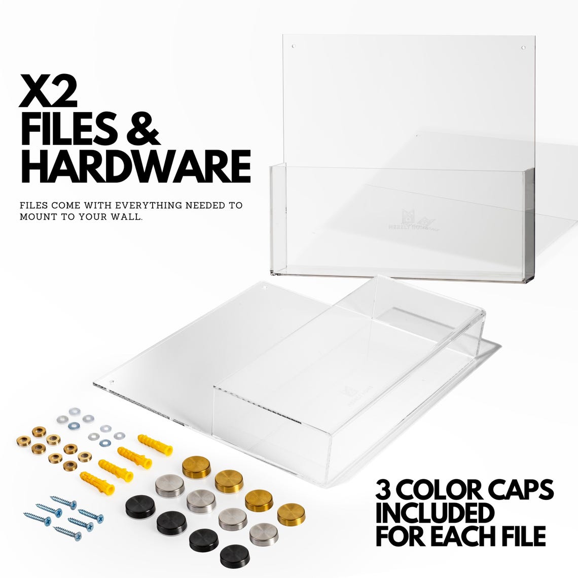 Clear Acrylic Wall File Organizer | Modern Office, Mail Holder, 2-pack ...
