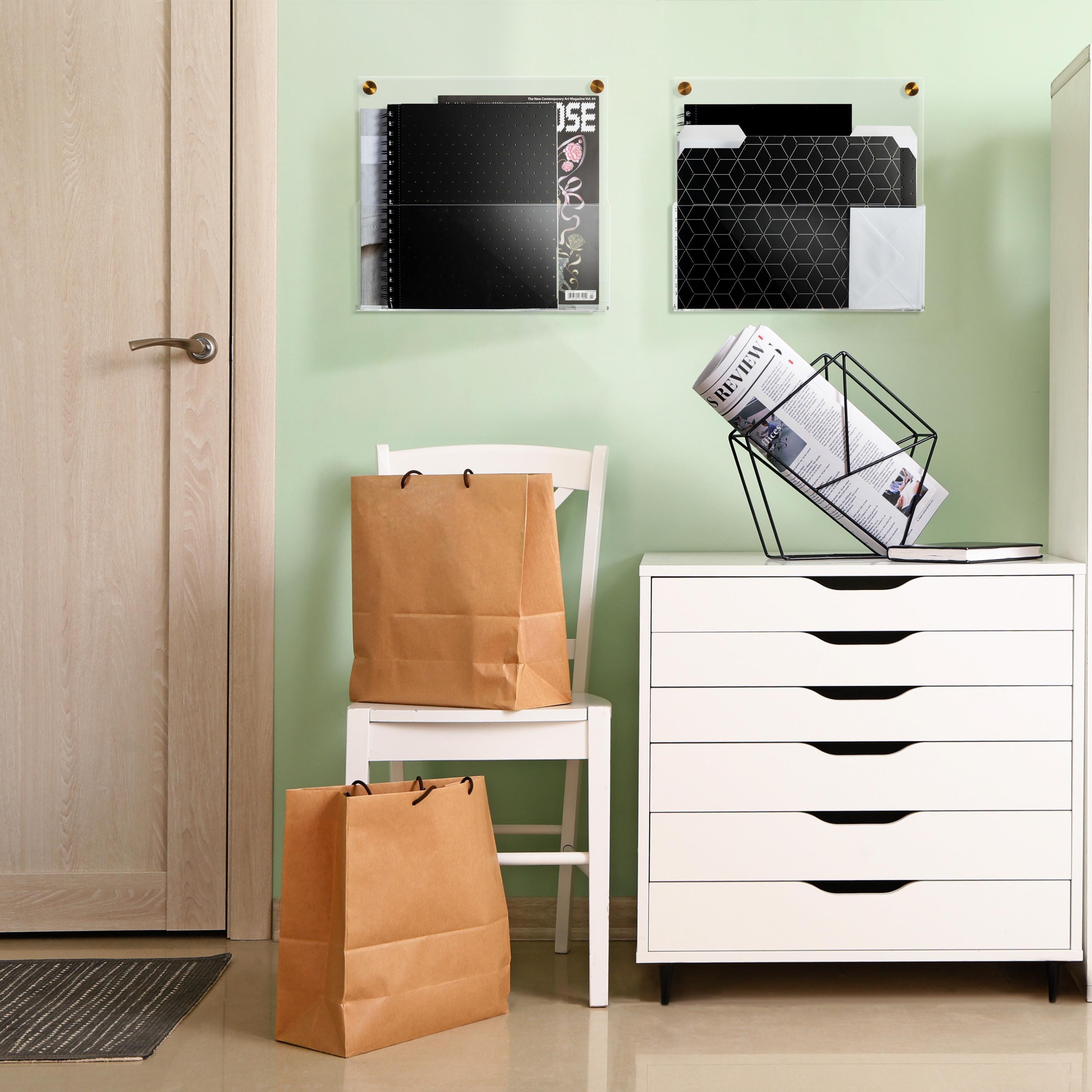 Clear Acrylic Wall File Organizer | Modern Office, Mail Holder, 2-pack ...