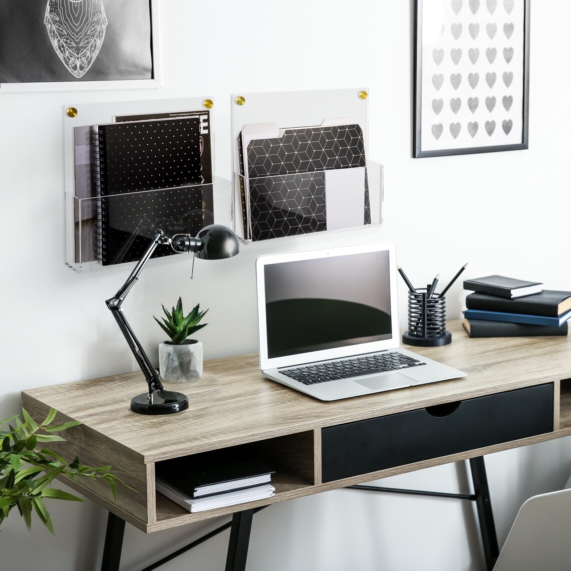 Premium Clear Acrylic Wall File Organizer 2 Pack | Mail Holder Wall ...