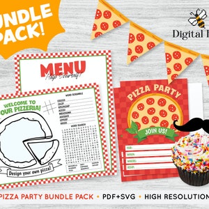 Printable Pizza Party Bundle Pack, Pizza Party Bundle, Pizza Party Bundle PDF, Pizza Party Digital File, Instant Download