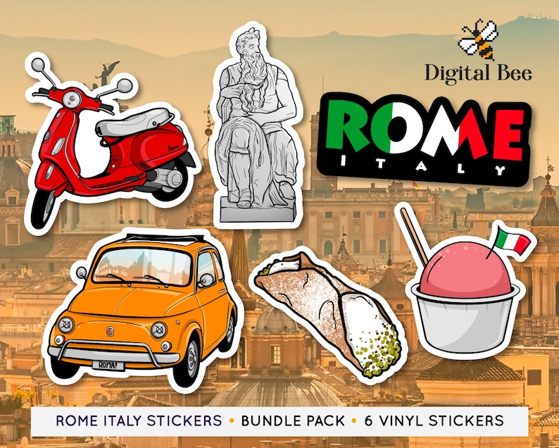 Rome Italy Vinyl Stickers, Rome Italy Vinyl Stickers Bundle Pack ...