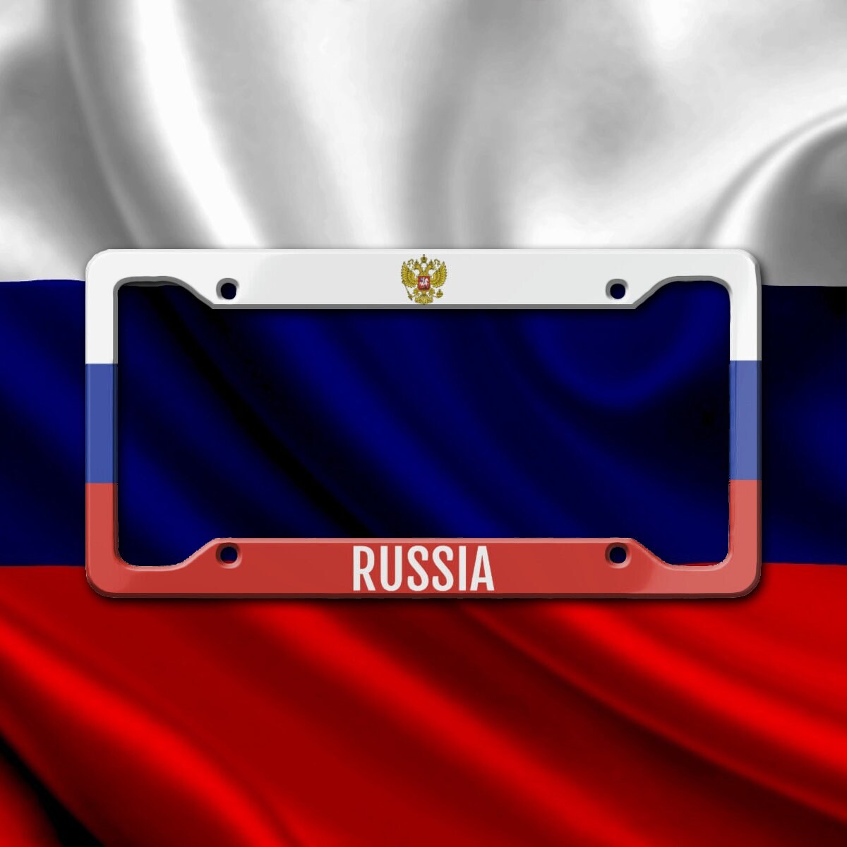 RUSSIA FLAG Custom License Plate With Coat of Arms of the Russian  Federation