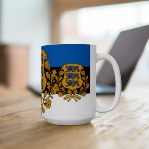 Awesome Estonia White Ceramic Mug - Eesti - 15 oz (440 ml)
