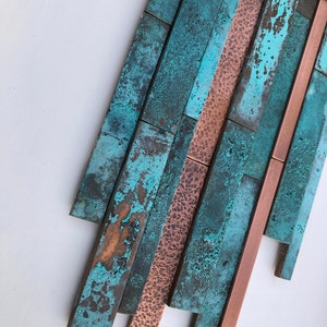 Handmade Contemporary 3d Textured Modern Blue Patina Copper Wall Art image 7