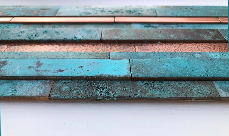 Handmade Contemporary 3d Textured Modern Blue Patina Copper Wall Art image 6