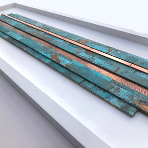 Handmade Contemporary 3d Textured Modern Blue Patina Copper Wall Art image 8