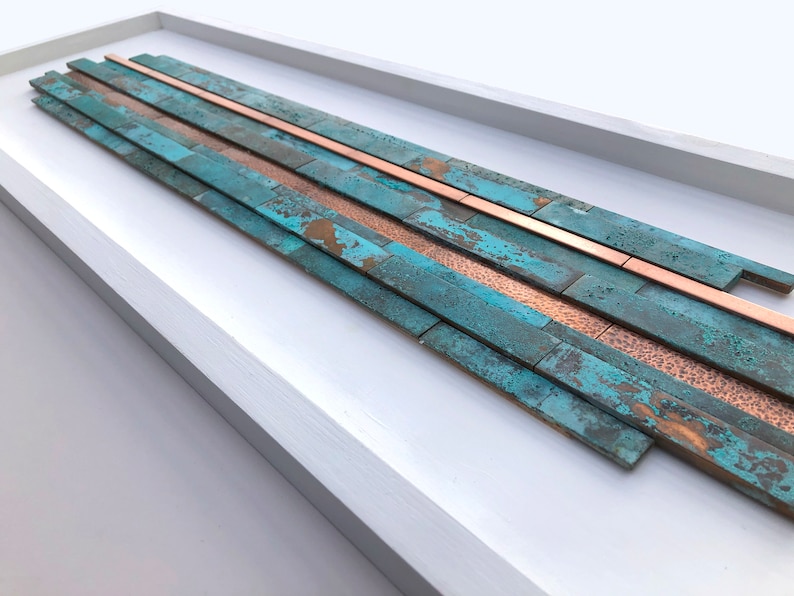 Handmade Contemporary 3d Textured Modern Blue Patina Copper Wall Art image 8