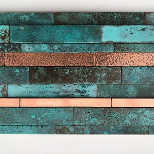 Handmade Contemporary 3d Textured Modern Blue Patina Copper Wall Art image 4