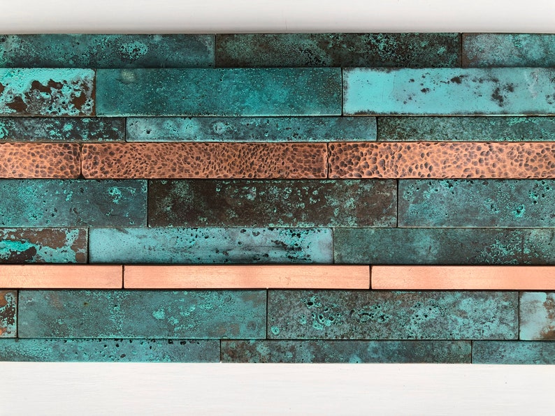 Handmade Contemporary 3d Textured Modern Blue Patina Copper Wall Art image 4