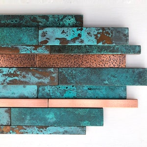 Handmade Contemporary 3d Textured Modern Blue Patina Copper Wall Art image 5