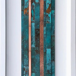 Handmade Contemporary 3d Textured Modern Blue Patina Copper Wall Art image 2