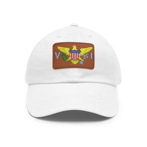U.S.V.I Flag Leather Patch Cap - U.S. Virgin Islands Hat, 24 diffrent Color Variations