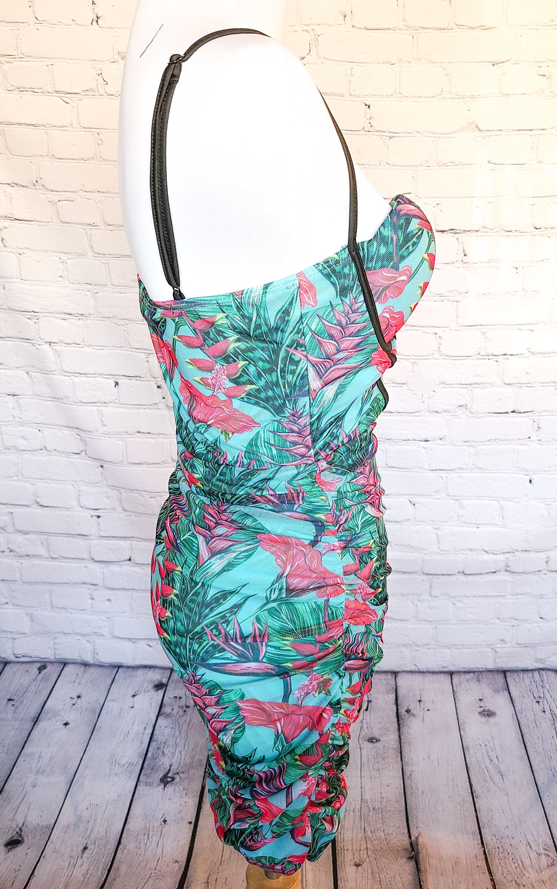 Floral Adjustable Spaghetti Strap Bodycon Dress Corsette Outline ...
