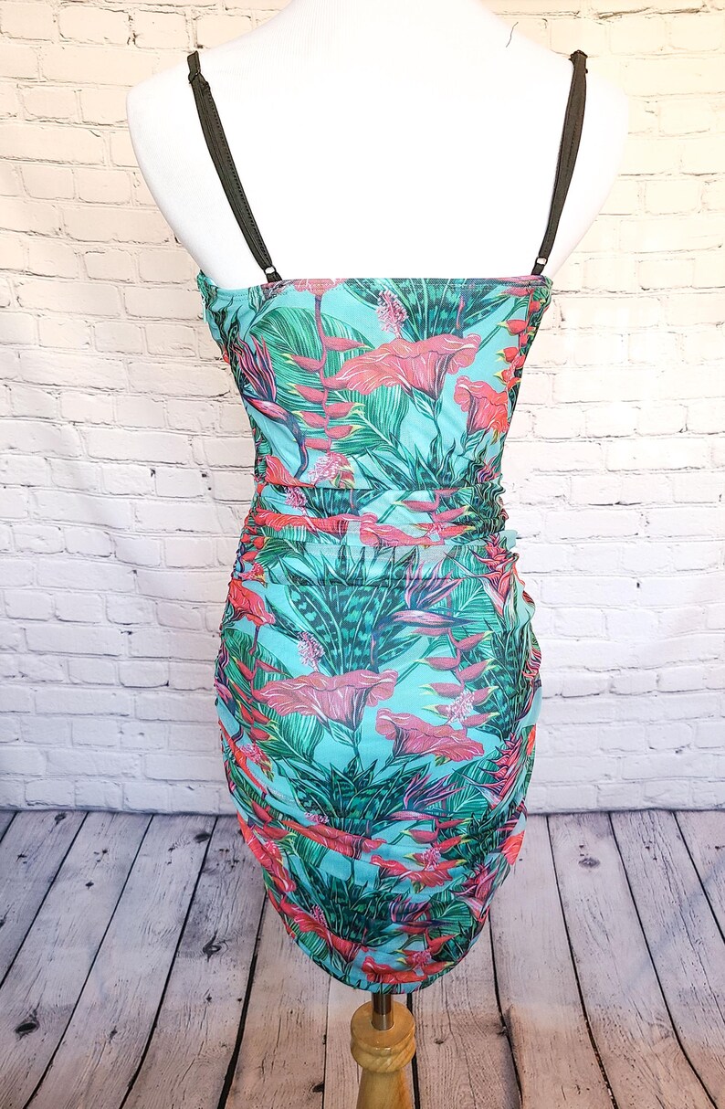 Floral Adjustable Spaghetti Strap Bodycon Dress Corsette Outline ...