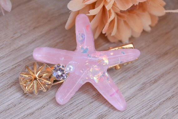 Pink Starfish Rhinestone Hair Clip Alilang Women main image 2