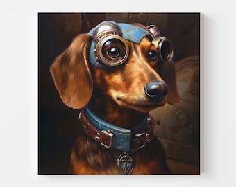 Steampunk Dachshund, Dachshund Art, Dachshund Print, Dachshund Portrait, Dachshunds, Dachshund Wall Art, Dachshund Poster, Wiener Dog Art