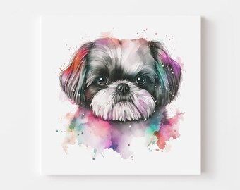 Shih Tzu, Acuarela, Paquete de Arte, 5 Imágenes, Retrato de Shih Tzu, Impresión de Shih Tzu, Póster de Shih Tzu, Arte de Shih Tzu, Arte de pared de perro, Descargas, Perros