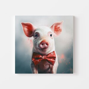 Cute Piglet Watercolour, Piglet Print, Piglet Download, Cute Piglet, Piglet Art, Piglet With Bowtie, Piglet Portrait, Piglet Poster, Piglet