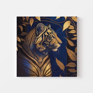 Tiger Art, Abstract Tiger Art, Golden Tiger, Tiger Poster, Tiger Print, Printable Tiger Art, Tiger Portrait, Tiger in Vines, Tiger Wall Art