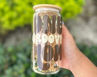 GROOVY MOM TUMBLER | Gifts for mom | custom mom gifts | 16oz Iced Coffee Cup with Lid and Straw | Cute present for Mom