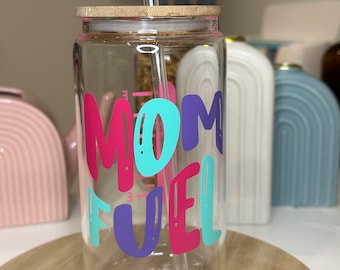 MOTHER'S FUEL TUMBLER | Custom Color Changing Vinyl Cup | Mom Fuel Iced Coffee cup with lid and straw | gift for modern mom