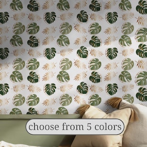 monstera wallpaper peel and stick boho living room wall decor plant wallpaper with monstera fabric wallpaper for bedroom boho leaf wallpaper