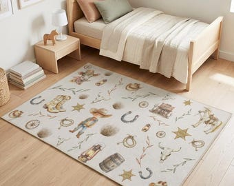 western themed kid nursery area rug rustic cowboy decor personalized playroom rug for boy western style decor baby nursery cowboy themed rug