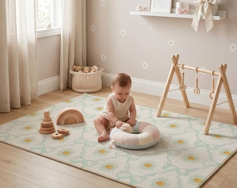 coquette daisy area rug for girl bedroom decor nursery daisy theme rug for playroom floral coquette bow area rug for baby girl nursery decor