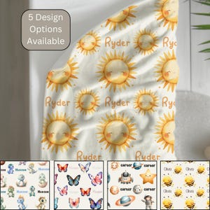 personalized kids sun blanket with name blanket for baby sunshine nursery decor neutral kid room decor custom sun blanket with kid name gift