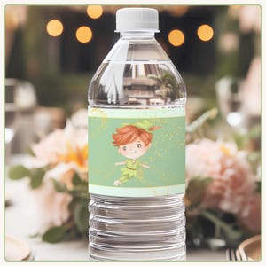 digitaal sprookje babyshower groen en goud afdrukbare waterfles label magische babyshower decor sprookjesland bos waterfles labelset