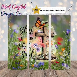 Bless the Lord, 20oz Skinny Tumbler, Sublimation Design Templates, Straight PNG Digital Download, Sublimation Template