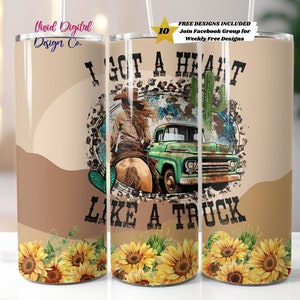 Coeur comme un chauffeur de camion, musique country, Nashville PNG, gobelet maigre 20 oz, modèles de conception par sublimation, téléchargement numérique PNG droit