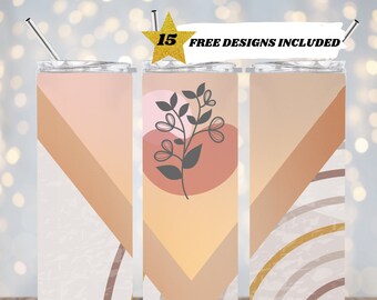 Boho Becher, V Split 9,2 x 8,3 Zoll gerader dünner Becher Wrap PNG, 20 Unzen dünner Becher, Sublimation Design-Vorlagen, digitaler Download