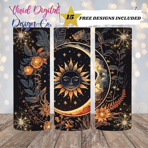 Celestial, maan, melkwegstelsel, astrologie, tarotkaarten, 20oz magere beker sublimatie ontwerpsjablonen, rechte png digitale download