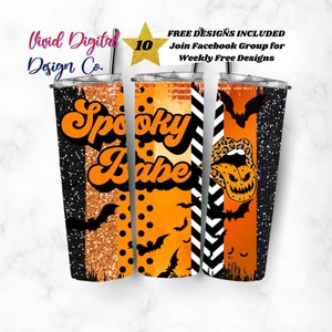 Spooky Babe, Halloween, Fall,  20oz Skinny Tumbler, Sublimation Design Templates, Straight PNG Digital Download, Sublimation Template