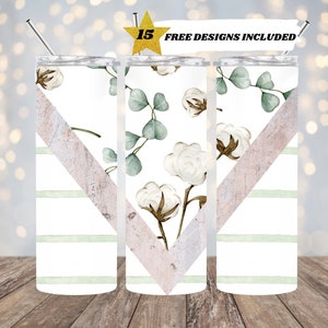 Rustic Floral, V Split 9.2 x 8.3” Straight Skinny Tumbler Wrap PNG, 20oz Skinny Tumbler, Sublimation Design Templates, Digital Download
