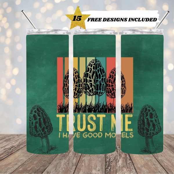 Morels Mushrooms, 20oz Skinny Tumbler, Sublimation Design Templates, Straight PNG Digital Download, Sublimation Template