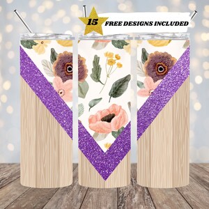 Rustic Flower, V Split 9.2 x 8.3” Straight Skinny Tumbler Wrap PNG, 20oz Skinny Tumbler, Sublimation Design Templates, Digital Download