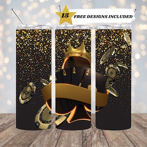 Poker, Casino, Gambling, Card Game, Games,  20oz Skinny Tumbler Sublimation Design Templates, Straight PNG Digital Download