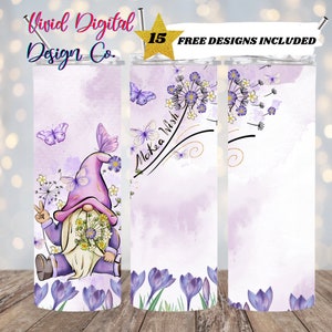 Make A Wish Gnom, 20 Unze Skinny Tumbler Sublimationsdesign Gerades Design Digitaler Download PNG