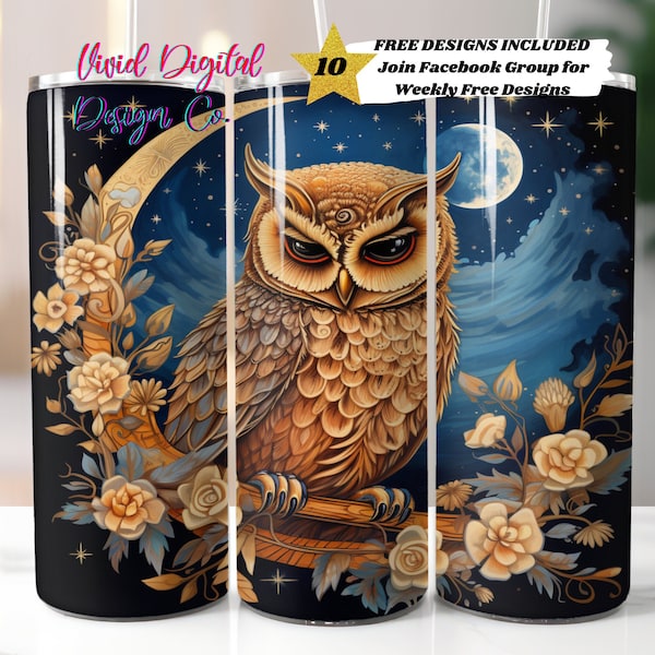 Celestial Owl, Astrology, Zodiac, 20oz Skinny Tumbler, Sublimation Design Templates, Straight PNG Digital Download, Sublimation Template