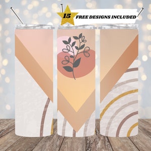 Boho Tumbler, V Split 9.2 x 8.3” Straight Skinny Tumbler Wrap PNG, 20oz Skinny Tumbler, Sublimation Design Templates, Digital Download