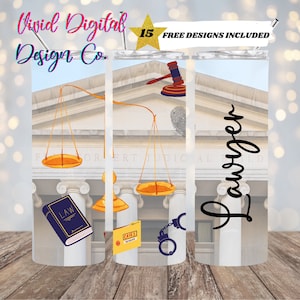 Lawyer, 20 oz Skinny Tumbler Sublimation Design Straight Design Digital Download PNG